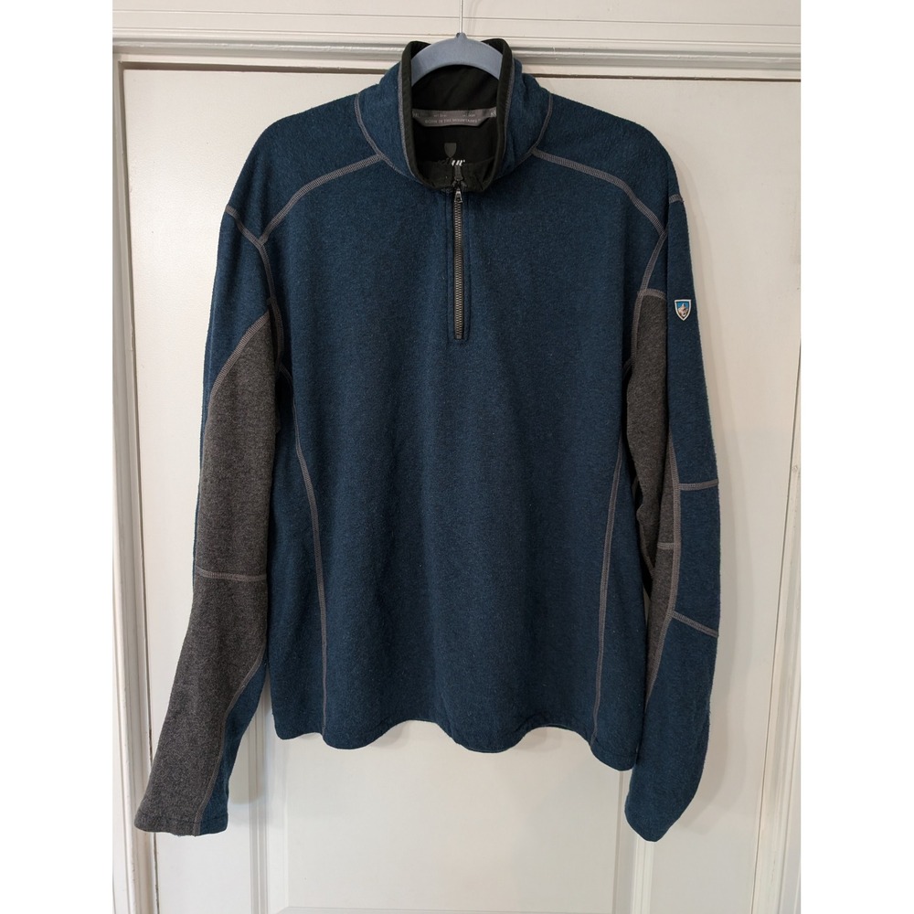 Kuhl Revel 1/4 Zip Fleece Pullover Mens XL Blue Gray kashmira outdoor gorp